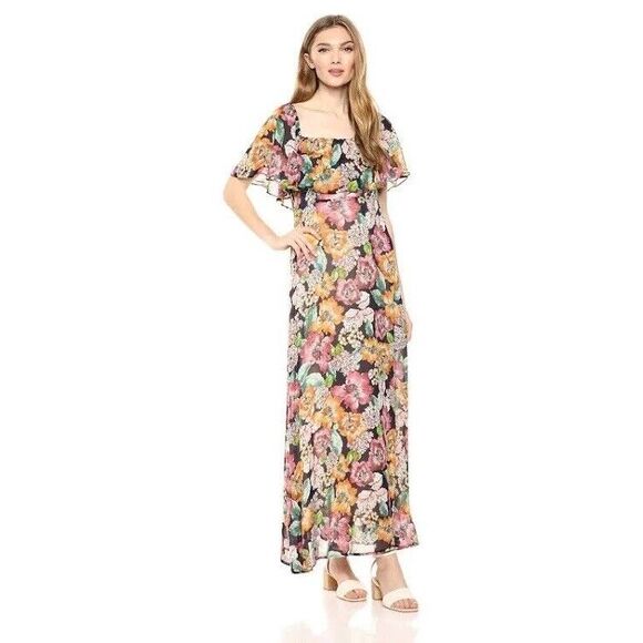 $325 Rachel Pally Women's Blue Sheer Long Eden Floral Maxi Dress‎ Size 3X NWT - Picture 1 of 13